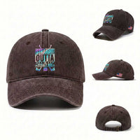 Straight Outta The Penalty Box Washed Cotton Baseball Cap Iridescent Effect Hockey Player Gift