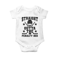 Straight Outta The Penalty Box Baby Onesie Funny Youth Ice Hockey Gift - Wonder Print Shop