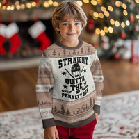 Straight Outta The Penalty Box Ugly Christmas Sweater Funny Youth Ice Hockey Gift - Wonder Print Shop
