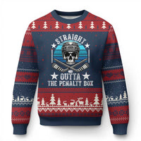 Straight Outta The Penalty Box Hockey Ugly Christmas Sweater Funny Skull Player Gift - Wonder Print Shop
