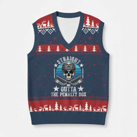 Straight Outta The Penalty Box Hockey V-Neck Knit Sweater Vest Funny Skull Player Gift - Wonder Print Shop