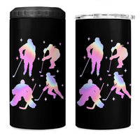 Iridescent Effect Hockey Players Retro Sport Lover Gift 4 in 1 Can Cooler Tumbler - Wonder Print Shop