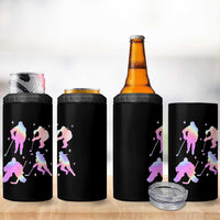 Iridescent Effect Hockey Players Retro Sport Lover Gift 4 in 1 Can Cooler Tumbler - Wonder Print Shop
