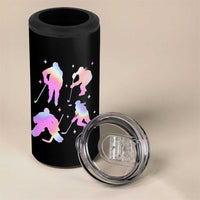 Iridescent Effect Hockey Players Retro Sport Lover Gift 4 in 1 Can Cooler Tumbler - Wonder Print Shop