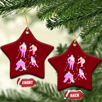 Iridescent Effect Hockey Players Retro Sport Lover Gift Ceramic Ornament - Wonder Print Shop