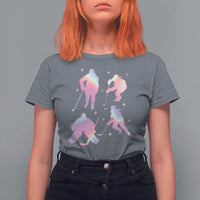 Iridescent Effect Hockey Players Retro Sport Lover Gift T Shirt For Women - Wonder Print Shop