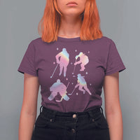 Iridescent Effect Hockey Players Retro Sport Lover Gift T Shirt For Women - Wonder Print Shop