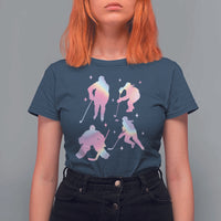 Iridescent Effect Hockey Players Retro Sport Lover Gift T Shirt For Women - Wonder Print Shop