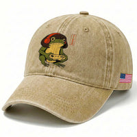 Funny Frog Bob Haircut Gamer Meme Washed Cotton Baseball Cap Game Lover