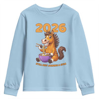 Still Not Joining A Gym Lunar New Year Youth Sweatshirt Funny Horse Eating Ramen - Wonder Print Shop