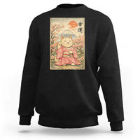 Japanese Anime Maneki Neko Sweatshirt Kawaii Waving Cat Good Luck Kanji - Wonder Print Shop