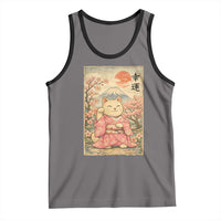 Japanese Anime Maneki Neko Tank Top Kawaii Waving Cat Good Luck Kanji - Wonder Print Shop