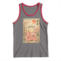Japanese Anime Maneki Neko Tank Top Kawaii Waving Cat Good Luck Kanji - Wonder Print Shop