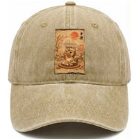 Funny Horse Eating Sushi Washed Cotton Baseball Cap Japanese Noodle Lover