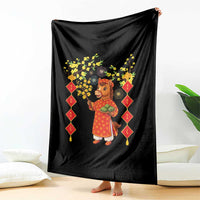 Funny Tet Holiday Throw Blanket Cute Horse In Ao Dai - Wonder Print Shop