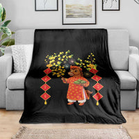 Funny Tet Holiday Throw Blanket Cute Horse In Ao Dai - Wonder Print Shop