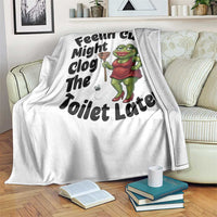 Funny Frog Bathroom Jokes Throw Blanket Feeling Cute Might Clog The Toilet Later