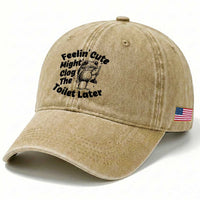 Funny Plumber Frog Gift Washed Cotton Baseball Cap Feeling Cute Might Clog The Toilet Later