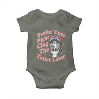 Feeling Cute Might Clog Toilet Later Baby Onesie Funny Raccoon