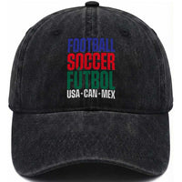 Canada Mexico USA Washed Cotton Baseball Cap Football Fan Gift