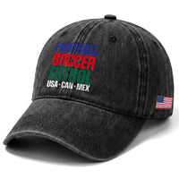 Canada Mexico USA Washed Cotton Baseball Cap Football Fan Gift