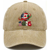 USA Mexico Canada Washed Cotton Baseball Cap 2026 Football Fan Gift