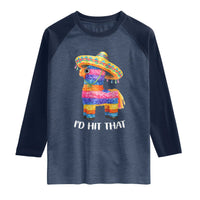 Funny Rainbow Pinata Sombrero Raglan Shirt Id Hit That