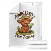 Funny Cinco De Mayo Highland Cow Throw Blanket Margaritas Por Favor