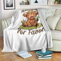 Funny Cinco De Mayo Highland Cow Throw Blanket Margaritas Por Favor