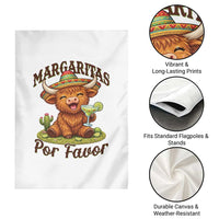 Funny Cinco De Mayo Highland Cow Garden Flag Margaritas Por Favor