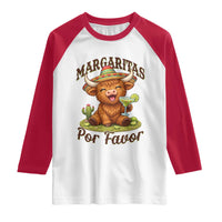Funny Cinco De Mayo Highland Cow Raglan Shirt Margaritas Por Favor