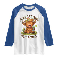 Funny Cinco De Mayo Highland Cow Raglan Shirt Margaritas Por Favor