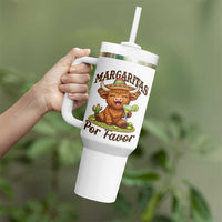 Funny Cinco De Mayo Highland Cow Tumbler With Handle Margaritas Por Favor