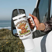 Funny Cinco De Mayo Highland Cow Tumbler With Handle Margaritas Por Favor