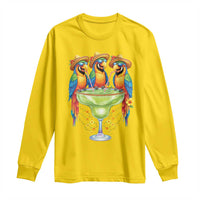 Cinco De Mayo Summer Party Long Sleeve Shirt Funny Parrots Drinking Margaritas