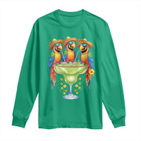 Cinco De Mayo Summer Party Long Sleeve Shirt Funny Parrots Drinking Margaritas