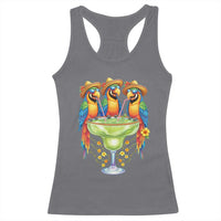 Cinco De Mayo Summer Party Racerback Tank Top Funny Parrots Drinking Margaritas