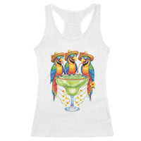 Cinco De Mayo Summer Party Racerback Tank Top Funny Parrots Drinking Margaritas