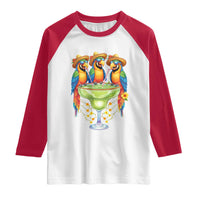 Cinco De Mayo Summer Party Raglan Shirt Funny Parrots Drinking Margaritas