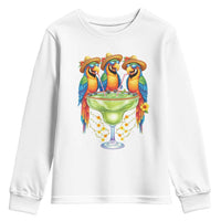 Cinco De Mayo Summer Party Youth Sweatshirt Funny Parrots Drinking Margaritas