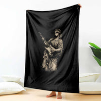 4th Of July Rock N Roll Throw Blanket Funny Statue Of Liberty Playing Guitar