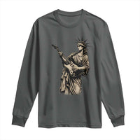 4th Of July Rock N Roll Long Sleeve Shirt Funny Statue Of Liberty Playing Guitar
