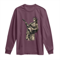 4th Of July Rock N Roll Long Sleeve Shirt Funny Statue Of Liberty Playing Guitar