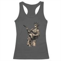 4th Of July Rock N Roll Racerback Tank Top Funny Statue Of Liberty Playing Guitar