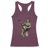 4th Of July Rock N Roll Racerback Tank Top Funny Statue Of Liberty Playing Guitar