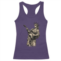 4th Of July Rock N Roll Racerback Tank Top Funny Statue Of Liberty Playing Guitar
