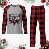 Patriotic Baseball Drip Plaid Pajama Set USA 250th Anniversary Gift