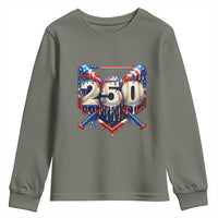 Patriotic Baseball Drip Youth Sweatshirt USA 250th Anniversary Gift