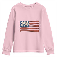 USA Flag Baseball Youth Sweatshirt America 250th Anniversary Gift