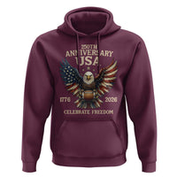 Patriotic Bald Eagle Football Hoodie America 250th Anniversary Gift